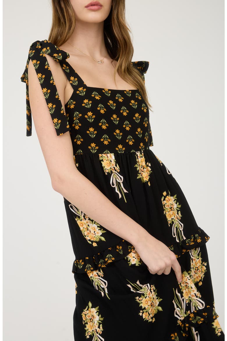 Floral Bow Strap Maxi Dress, Alternate, color, BLACK MULTI