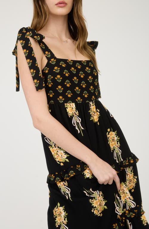 August Sky Floral Bow Strap Maxi Dress