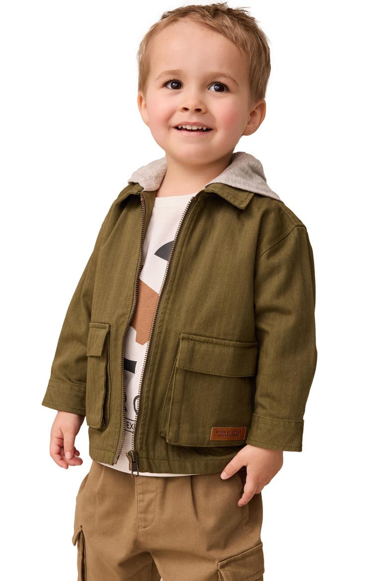 Kids' Graphic T-Shirt & Hooded Jacket Set, Alternate, color, GREEN