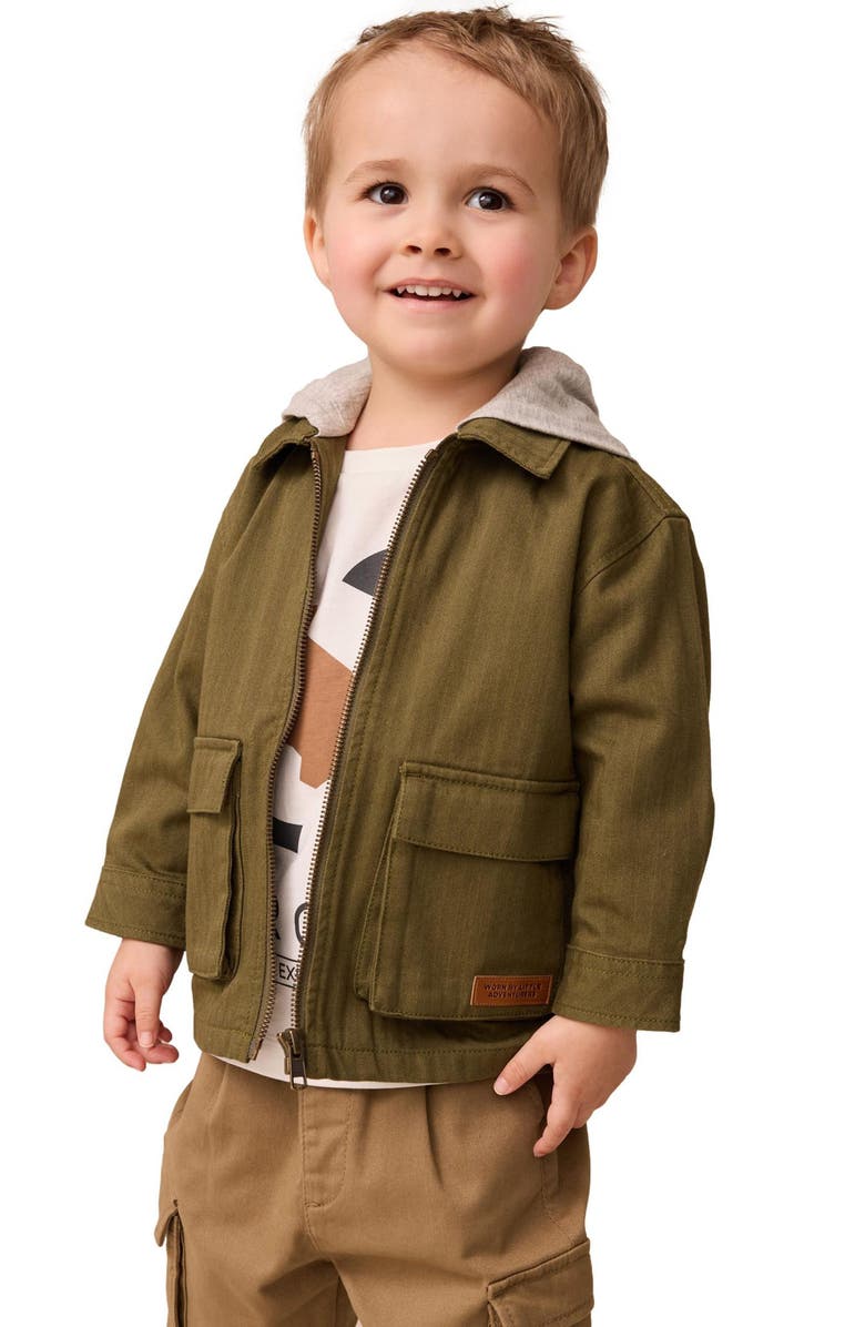 NEXT Kids' Graphic T-Shirt & Hooded Jacket Set, Alternate, color, Green