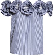 Carolina Herrera Embroidered Flower Off the Shoulder Top