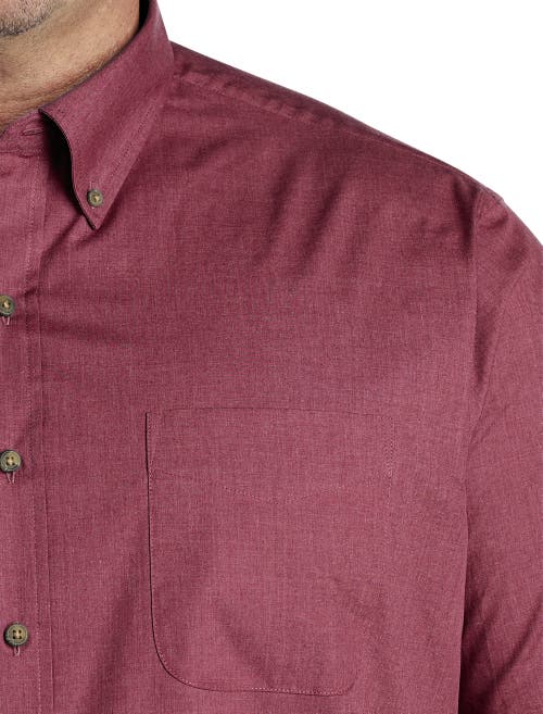 Harbor Bay By Dxl Big & Tall Easy-care Solid Sport Shirt In Red