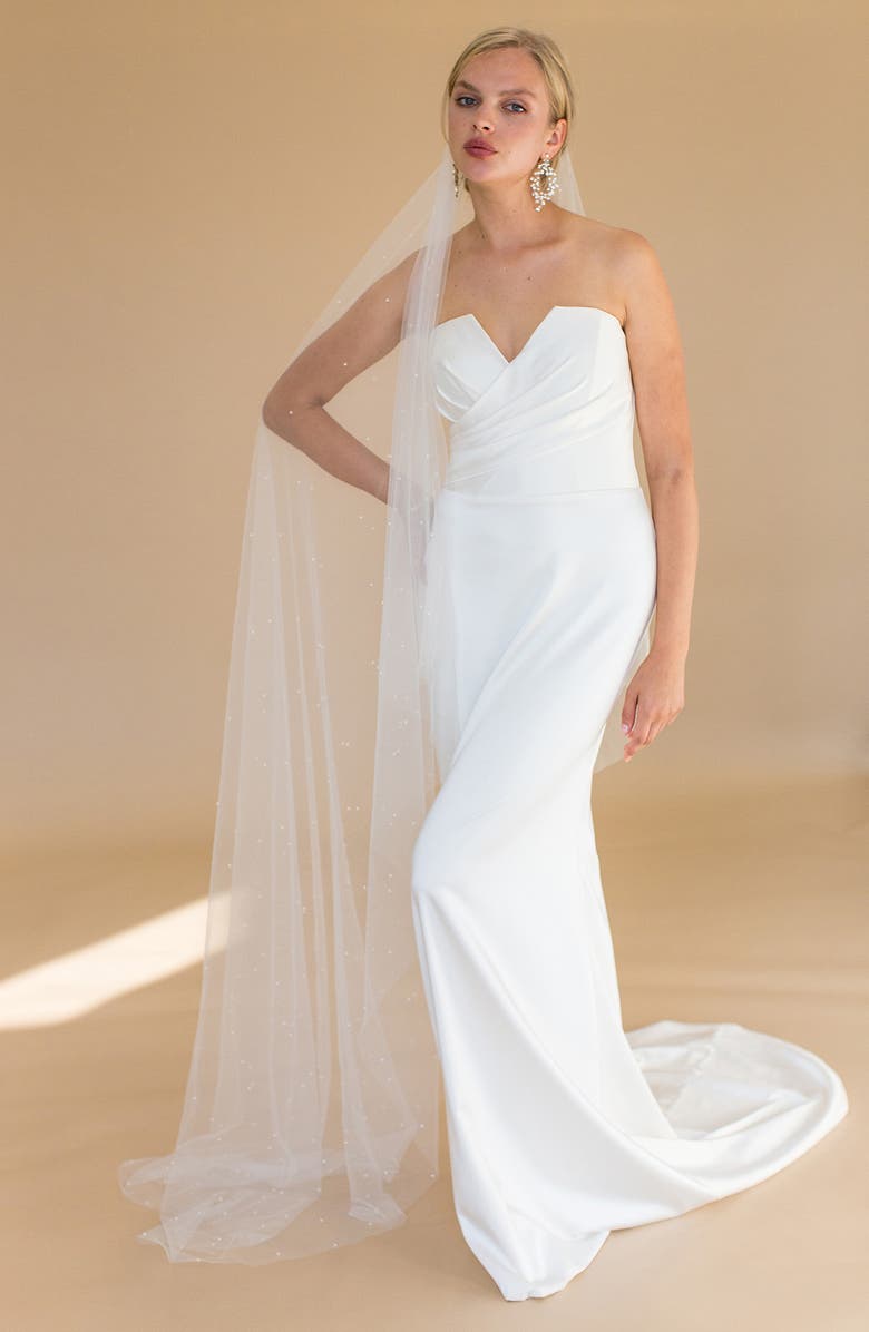 Brides & Hairpins Eudora Imitation Pearl Floor Length Veil, Alternate, color, Ivory