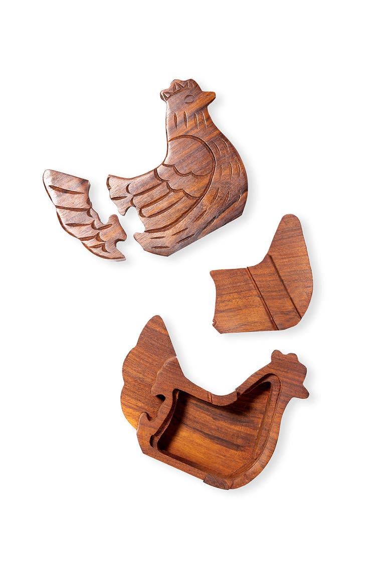 Chicken Puzzle Box - Hand Carved Wood, Alternate, color, Hand Carved Wood