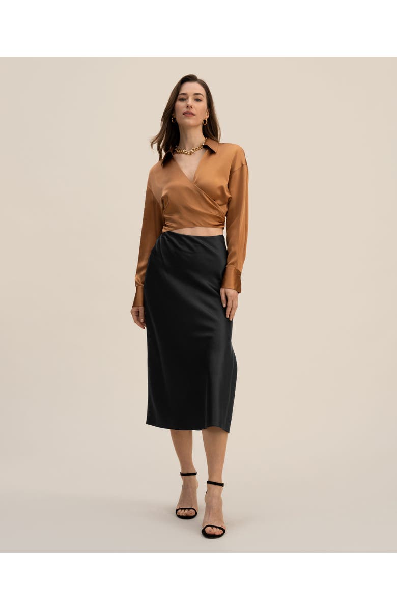 Lilysilk Pure Silk Blouse Wrapover Cropped Shirt, Alternate, color, 