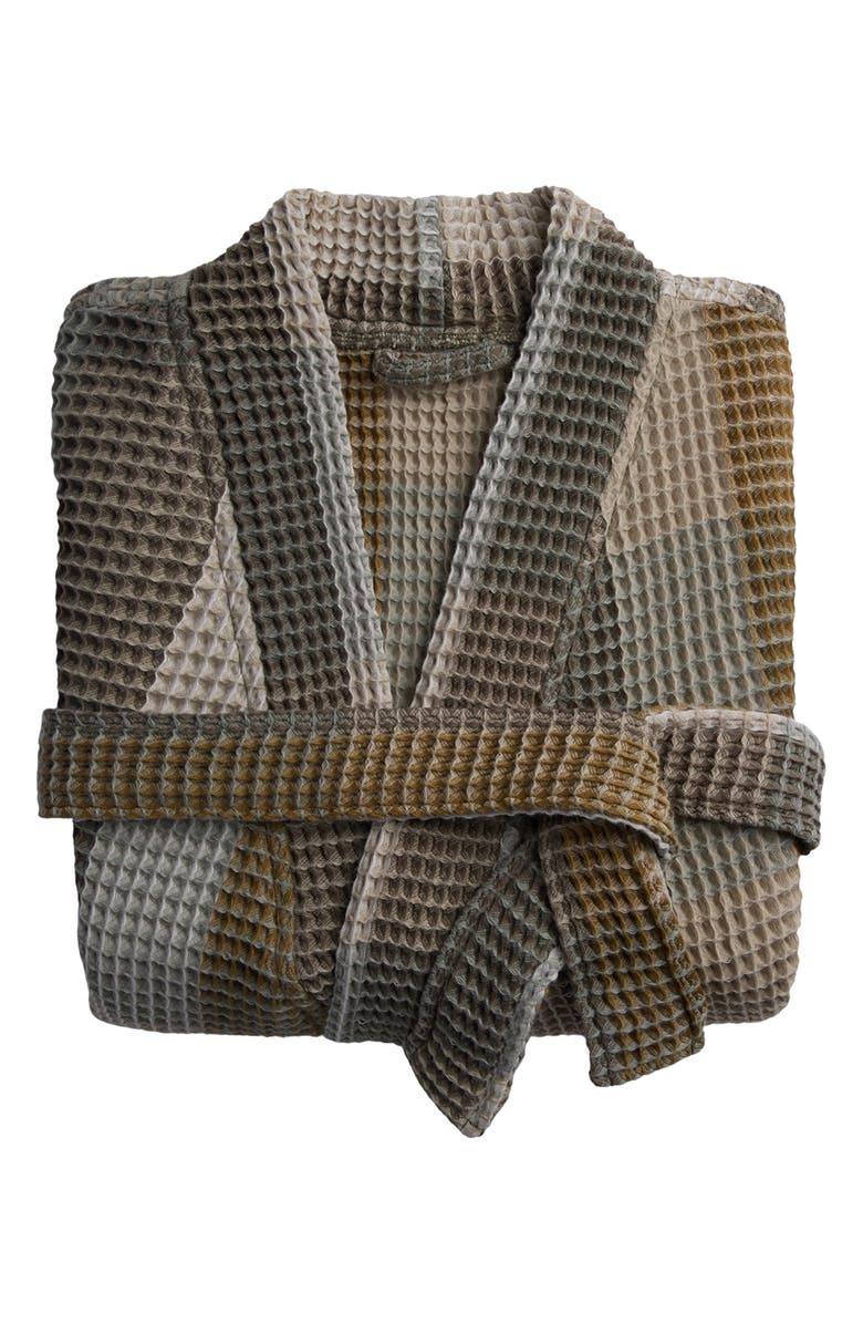 Parachute Plaid Organic Cotton Waffle Weave Robe, Alternate, color, Kelp/ Ash/ Toast/ Moss/ Bone