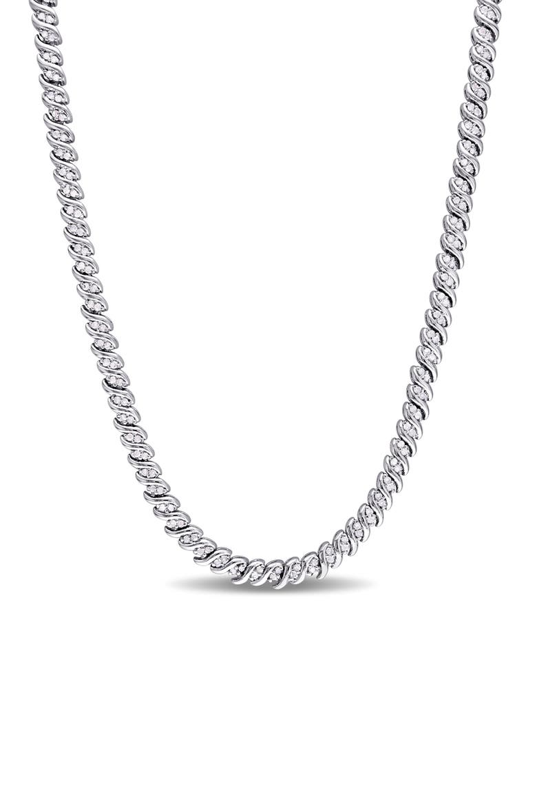 Diamond Braided Tennis Necklace - 1ct., Main, color, WHITE