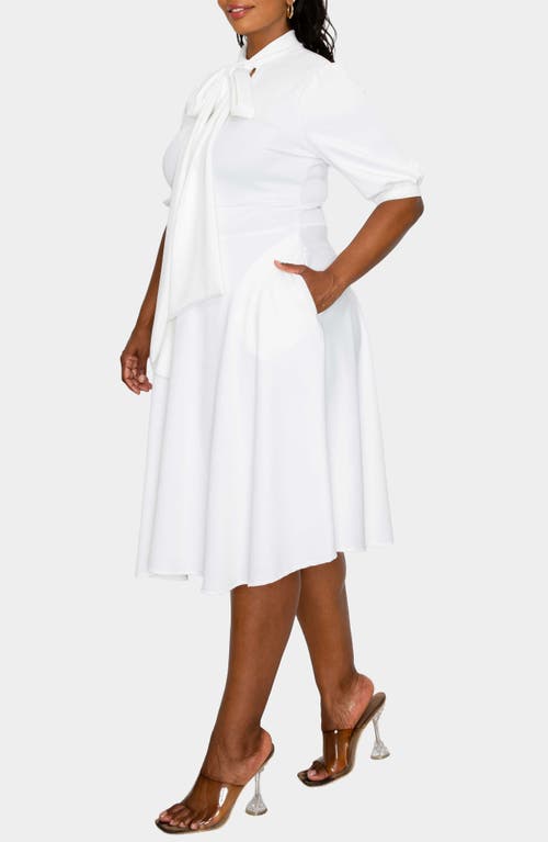 L I V D Carina Donna Fit & Flare Midi Dress In White