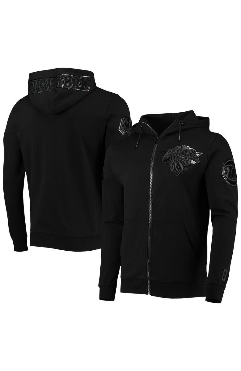 PRO STANDARD Men's Pro Standard New York Knicks Triple Black Gloss Pullover Hoodie, Main, color, Black
