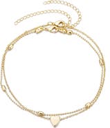 Adornia Set of 2 Heart & Station Chain Anklets