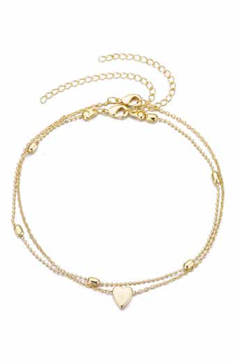 Set of 2 Heart & Station Chain Anklets