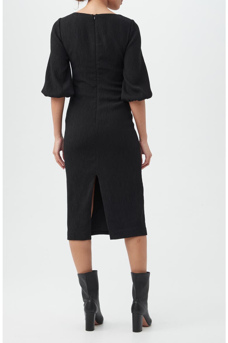 Madeline Textured Midi Dress, Alternate, color, BLACK