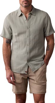 The Normal Brand Kalo Cotton Gauze Short Sleeve Button-Up Shirt