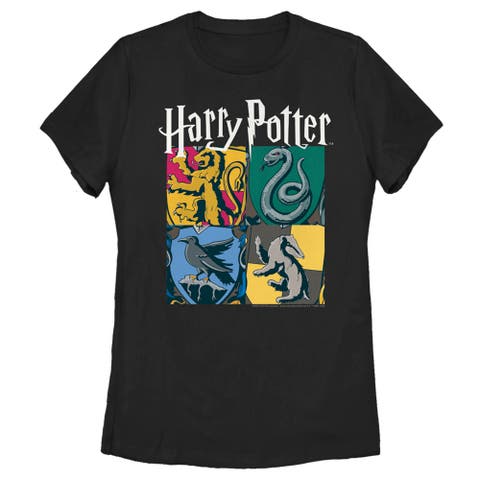 Women's Harry Potter Hogwarts Houses Vintage Collage Graphic Tee