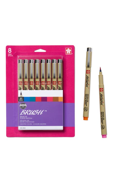 Archival Brush Pens, Assorted Vibrant Colors, 8 Count