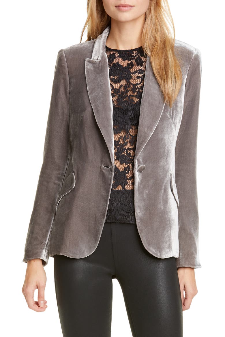 Velvet Blazer, Main, color, EIFFEL TOWER GREY
