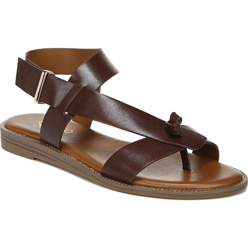 Franco Sarto Glenni Sandals Women's Dark Brown Leather Open Toe Strappy Gal150 In Brown