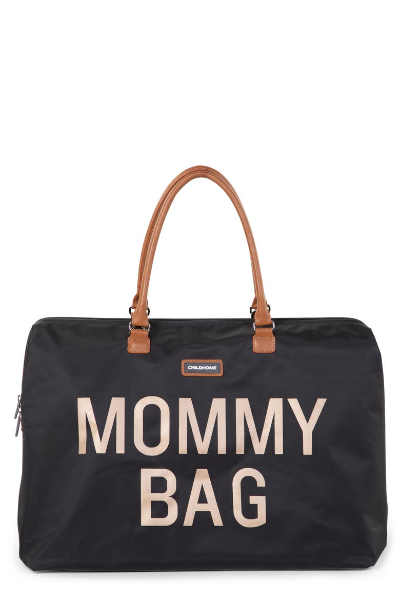 XL Travel Diaper Bag, Main, color, BLACK/GOLD