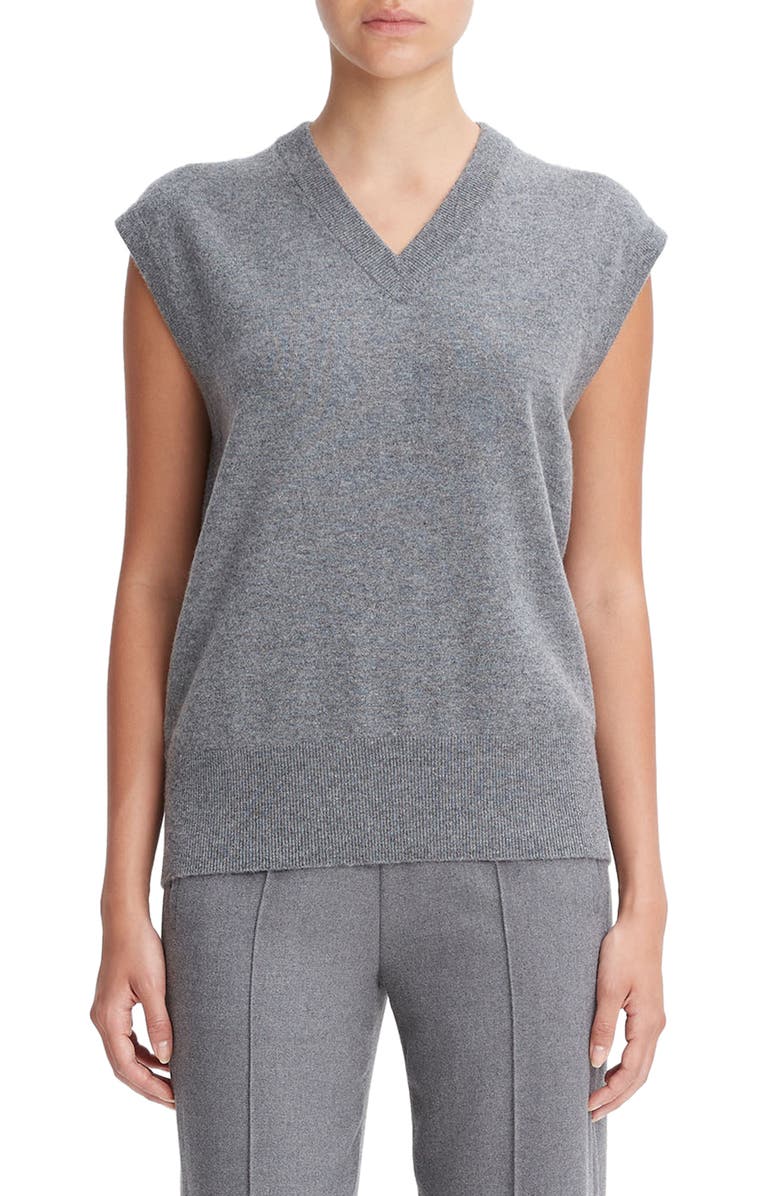 Vince V-Neck Wool & Cashmere Sweater Vest, Main, color, 
