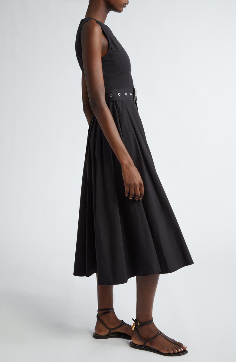 Michael Kors Collection Belted Zip Front Poplin Midi Dress, Alternate, color,
