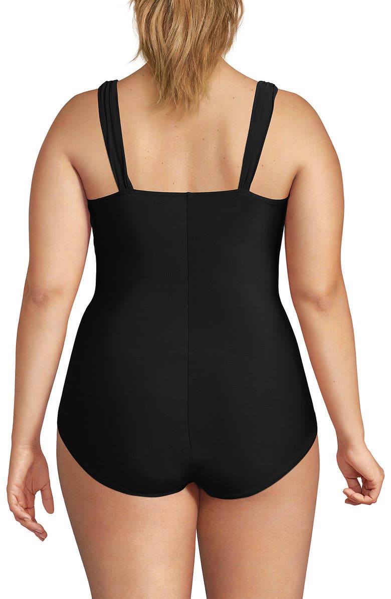 Lands' End Plus Size DD-Cup Slender Grecian Tummy Control Chlorine Resistant One Piece Swimsuit, Alternate, color, Black