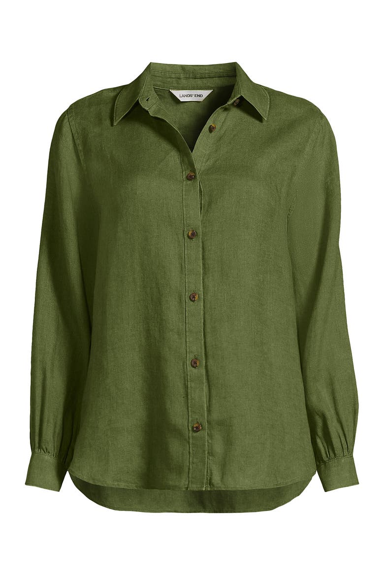 Plus Size Linen Long Sleeve Feminine Shirt, Alternate, color, Artichoke