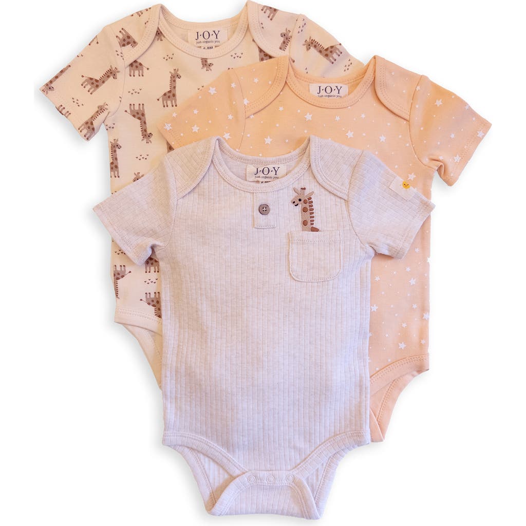 Joy Just Organic You Assorted 3-pack Organic Cotton Bodysuits