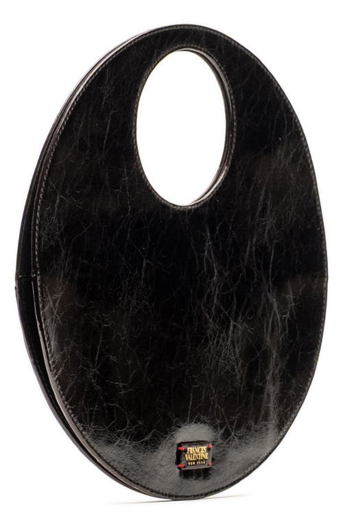 Frances Valentine Juno Round Crinkled Leather Crossbody Bag In Black