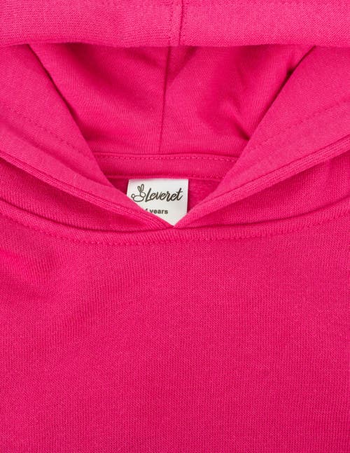 Leveret Kids Pullover Hoodie, Cotton Blend, Kangaroo Pocket, Solid Colors In Pink