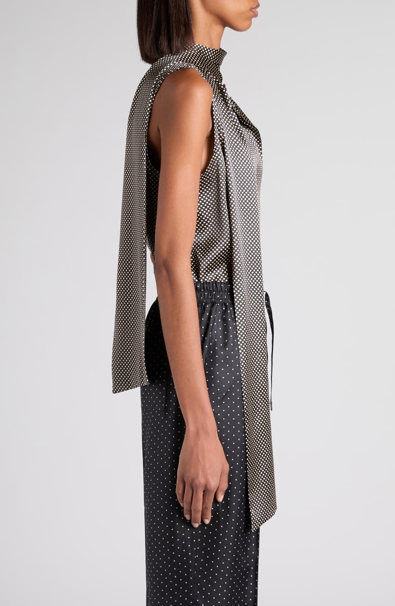 TOM FORD Sleeveless Lavalliere Stretch Silk Satin Top, Alternate, color, Zblaw Black/ White