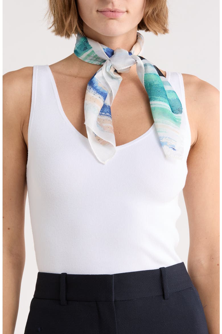 Watercolor Stripe Square Scarf, Main, color, TEAL