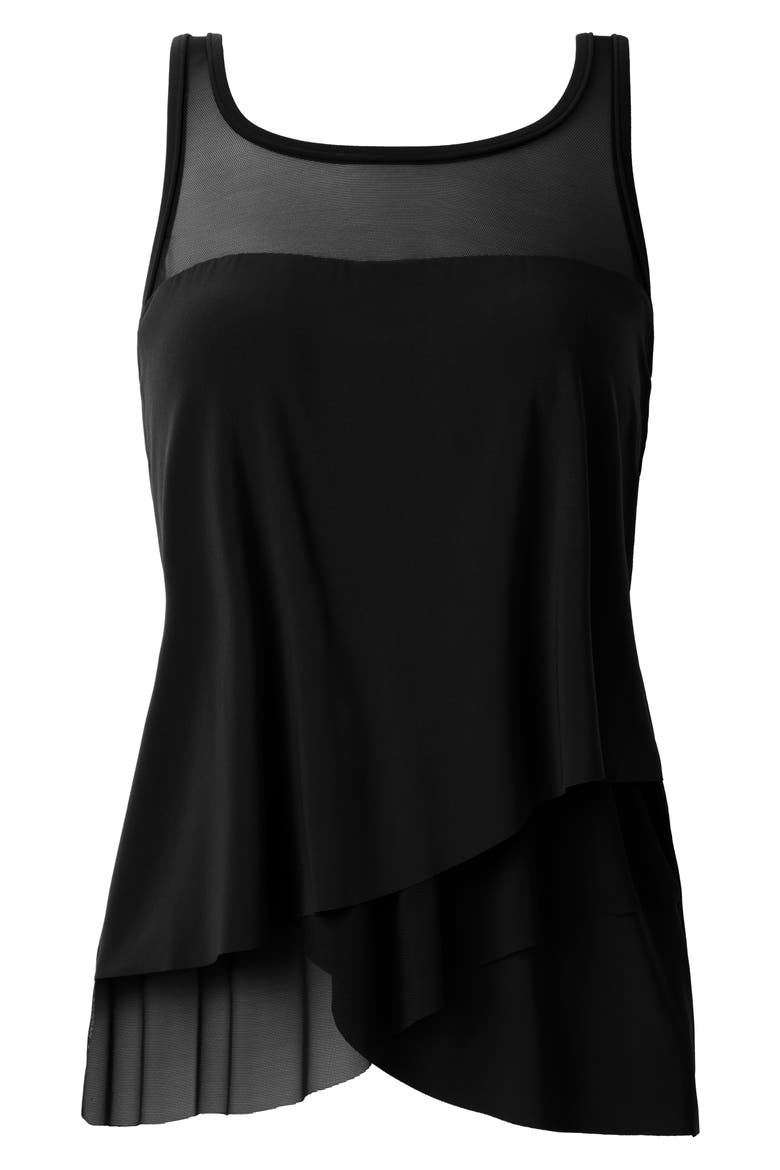 Illusionist Mirage Tankini Top, Alternate, color, BLACK