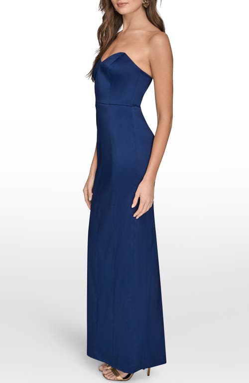 Donna Karan New York Strapless Satin Gown In Blue