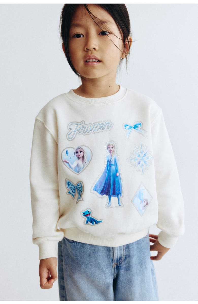 H&M Sweatshirt with motif, Main, color, White/Frozen