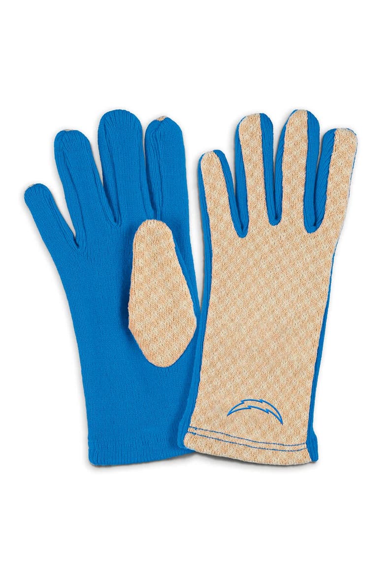Women's WEAR by Erin Andrews Los Angeles Chargers Tonal Microcheck Scarf & Glove Set, Alternate, color, Tan