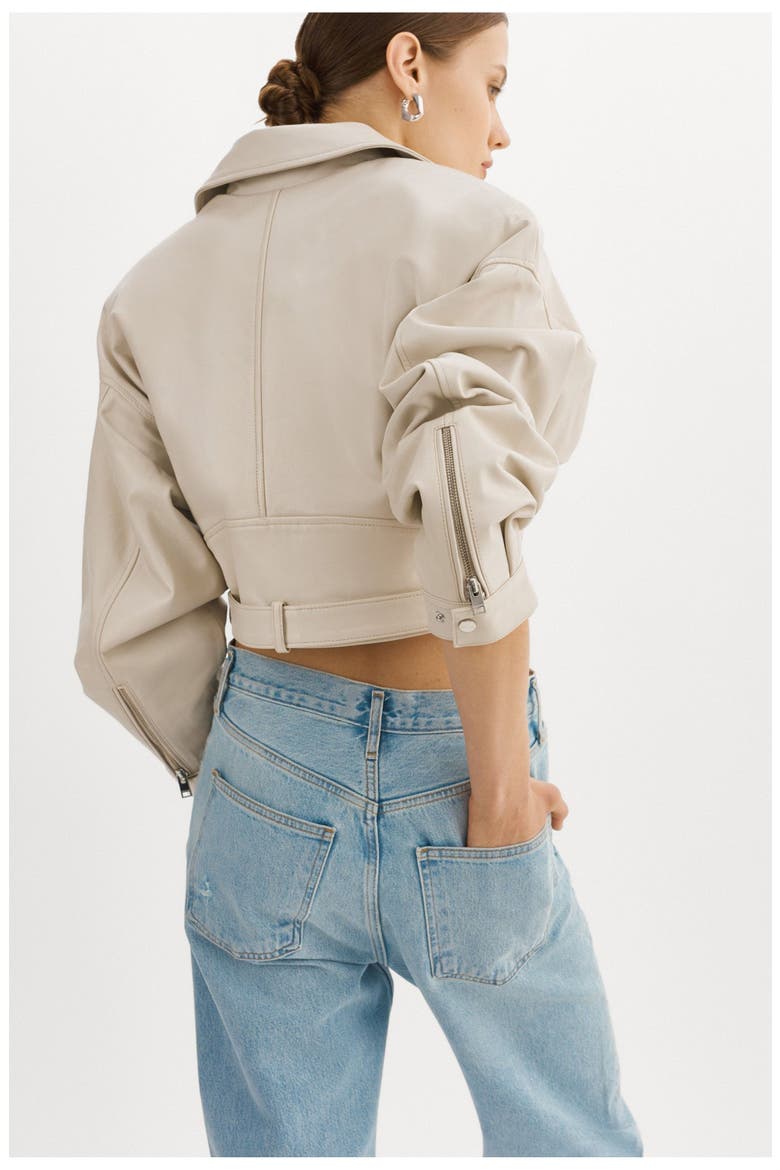 DYLAN | 80's Leather Biker Jacket, Alternate, color, Bone