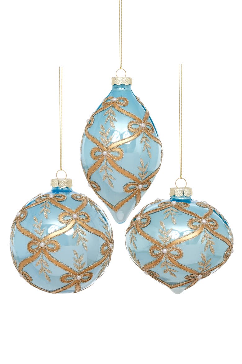 Ribboned Ornament, Box of 6, Main, color, Baby Blue