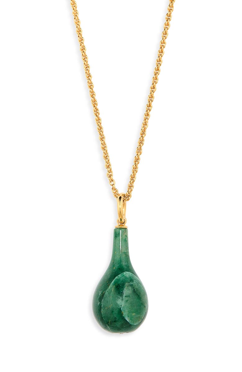 TOTEME Medium Jade Drop Necklace, Main, color, Dark Green/ Gold