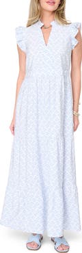 GIBSONLOOK Print Flutter Sleeve Maxi Dress