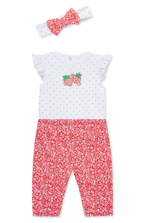 Little Me Strawberry Bodysuit, Leggings & Headband Set In Multi