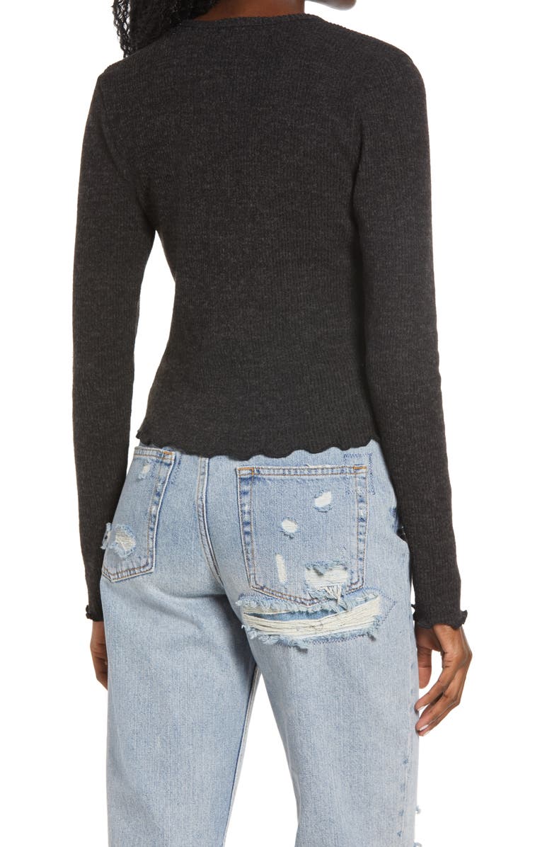 La La Land Creative Co Crop Lettuce Edge Cardigan, Alternate, color,