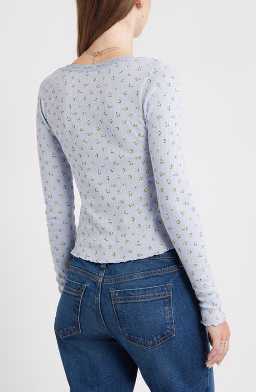 Bp. Pointelle Long Sleeve T-shirt In Blue