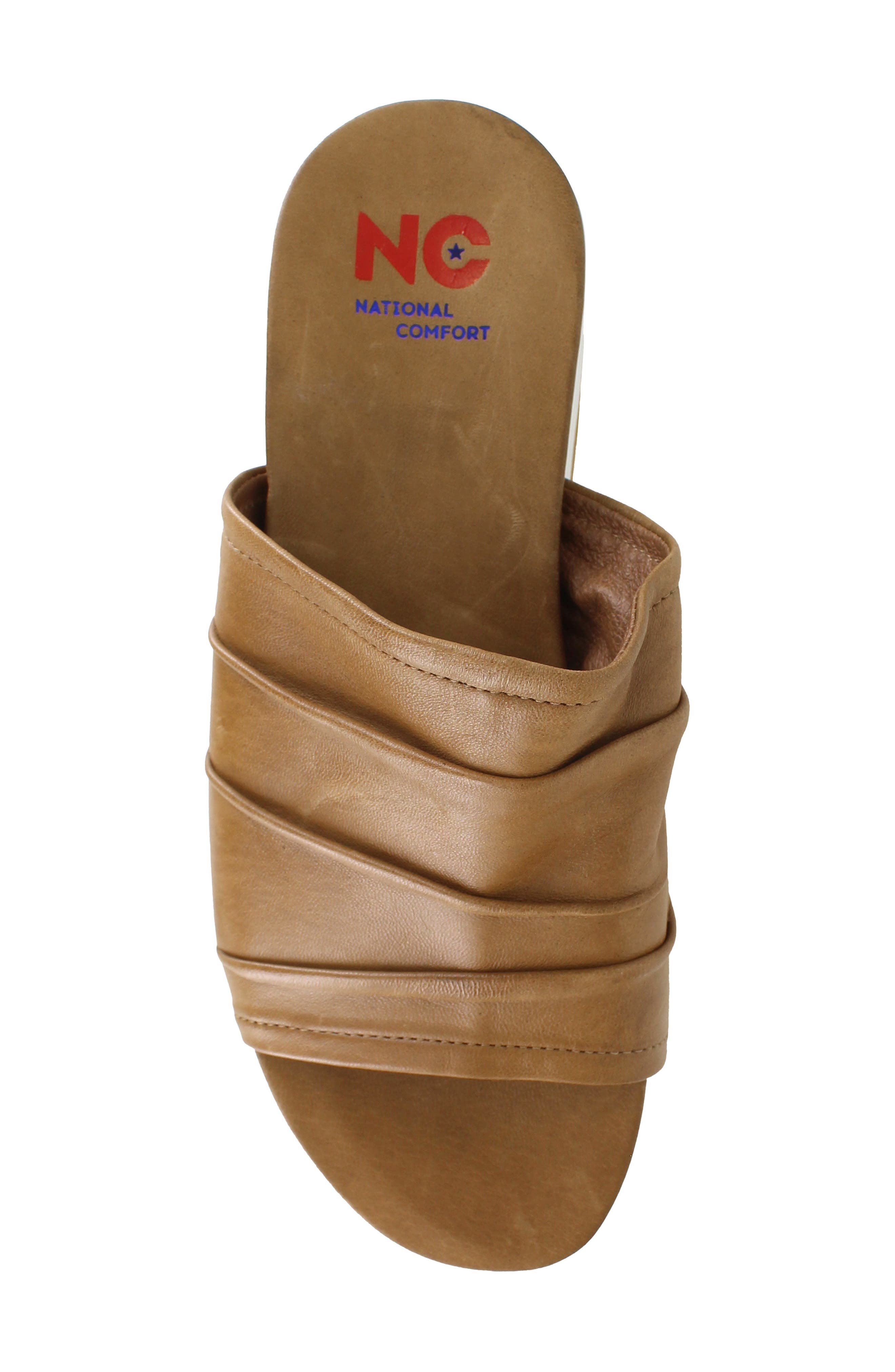 Kayci Scrunched Platform Slide Sandal, Alternate, color, TAN LEATHER