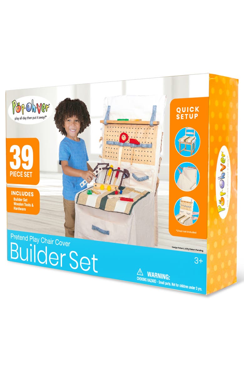 Popohver Pretend Play Builder Play Set Innovative Canvas Design Chair Cover, Alternate, color, Multicolored