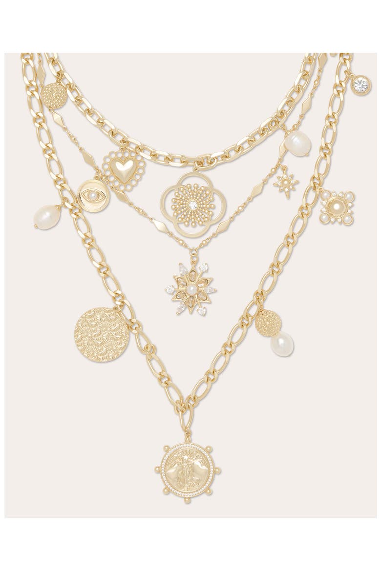 Sara Charm Layered Necklace, Alternate, color, GOLD
