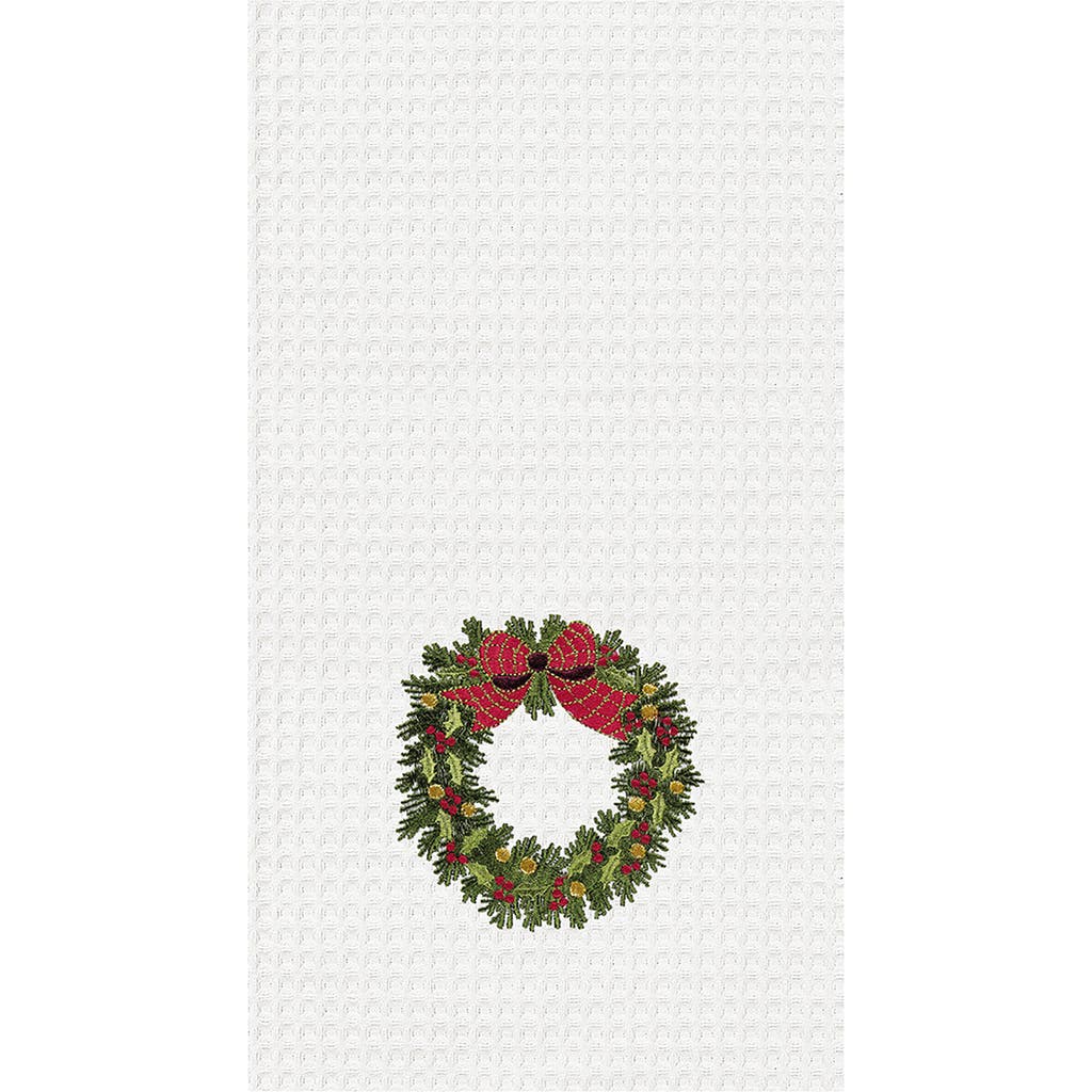 C & F Home C&f Home Holiday Wreath Waffle Weave Kitchen Towel In Green