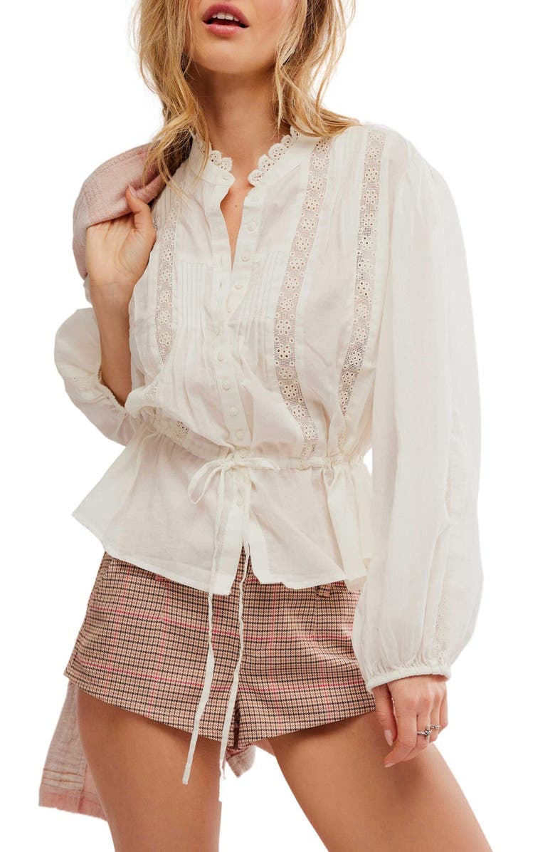 Free People Best of Me Lace Tie Waist Shirt, Main, color, 
