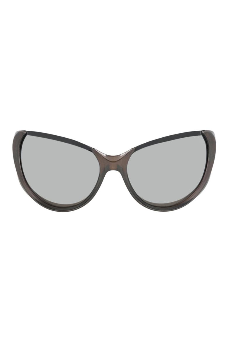 65mm Geometric Sunglasses, Main, color, DARK GREY/SILVER