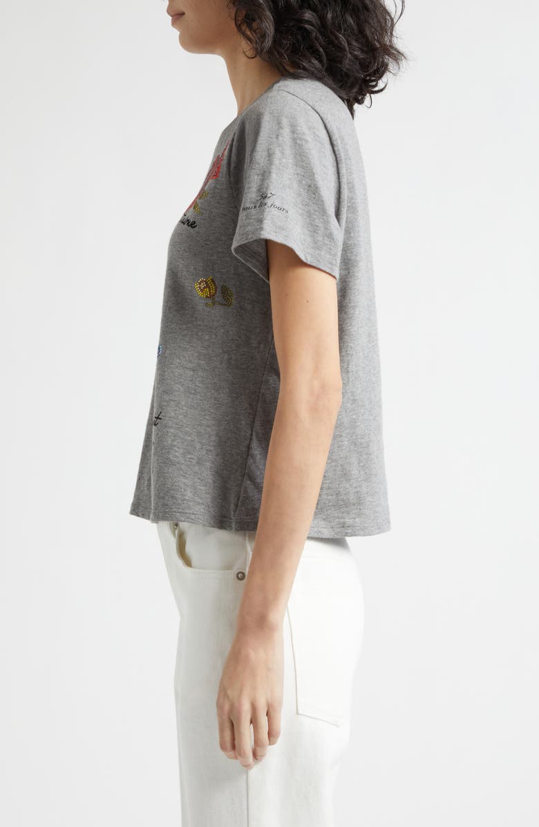 Cinq à Sept Heat Set Rhinestone Graphic T-Shirt, Alternate, color, Charcoal Heather Grey/ Multi