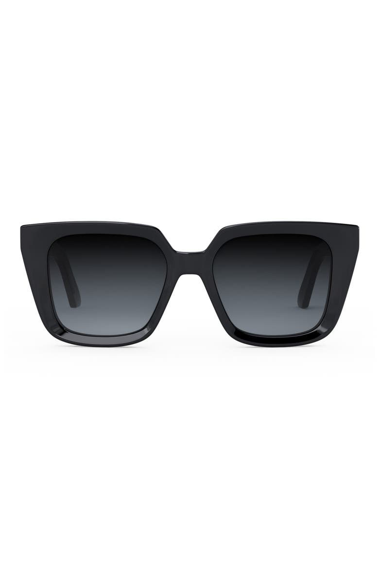 'DiorMidnight S1I 53mm Square Sunglasses, Main, color, SHINY BLACK / GRADIENT SMOKE